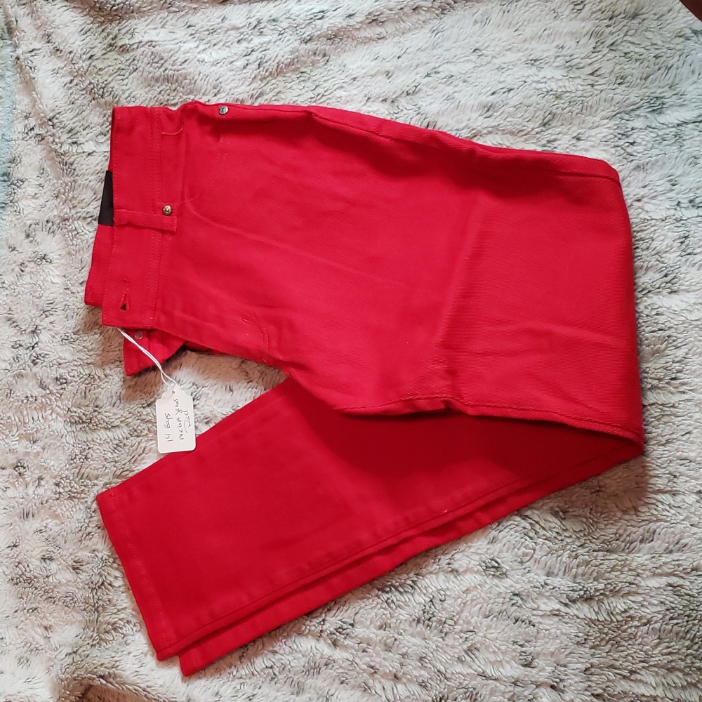 Red Meca Jeans boy size 14 skinny jeans stretch.